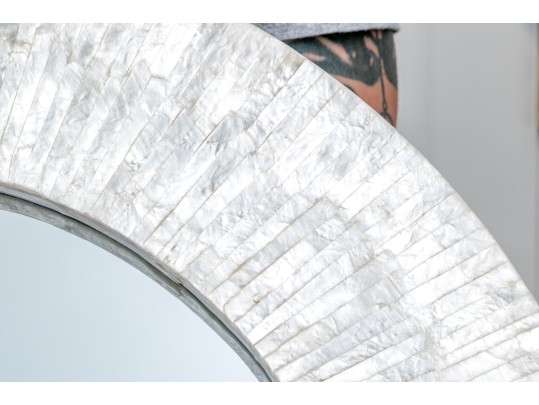 Decorative Capiz Framed Circular Mirror