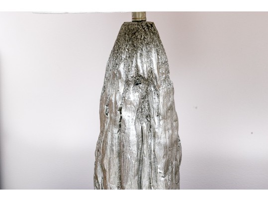 Chic Pair Of Silvered Faux Bois Table Lamps