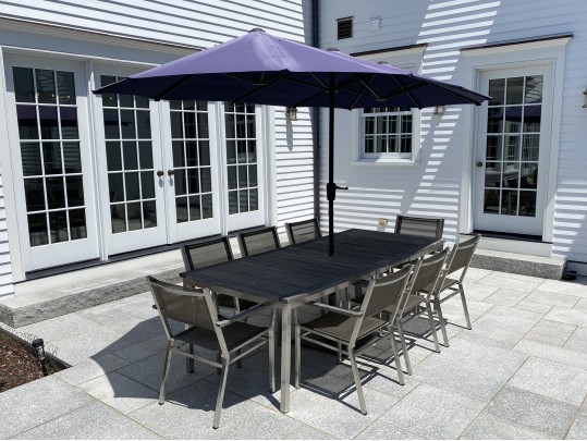 Barlow Tyrie Extension Teak Top Table, With Eight Armchairs And Umbrella