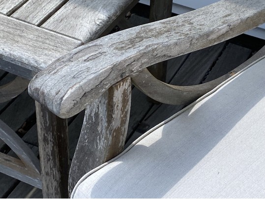 Pair Of Teak Armchairs With Cushions, With Teak Side Table