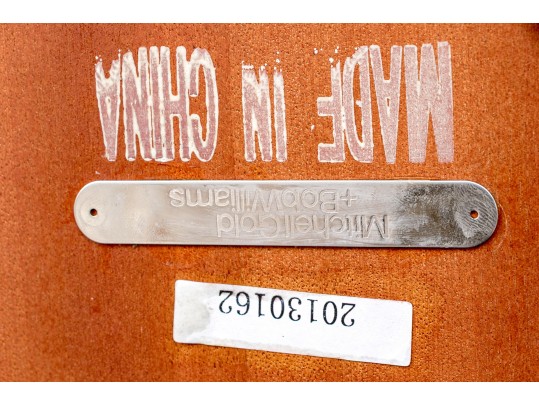 Mitchell Gold + Bob Williams Chrome And Mahogany Cocktail Table With Chrome Centerpiece