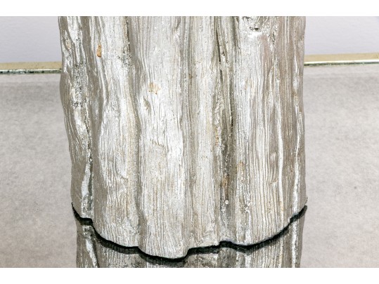 Chic Pair Of Silvered Faux Bois Table Lamps