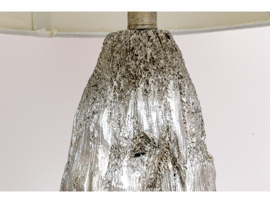 Chic Pair Of Silvered Faux Bois Table Lamps