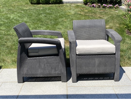 Pair Of Outdoor Resin Woven Armchairs