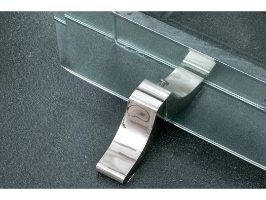 Contemporary Chrome And Beveled Glass Fire Screen