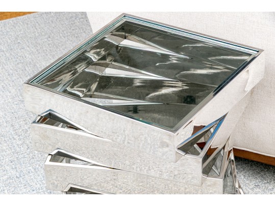 Chic Chrome Spiral Stacked End Table