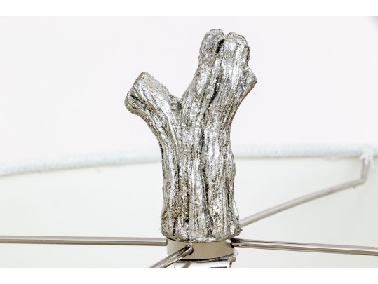 Chic Pair Of Silvered Faux Bois Table Lamps