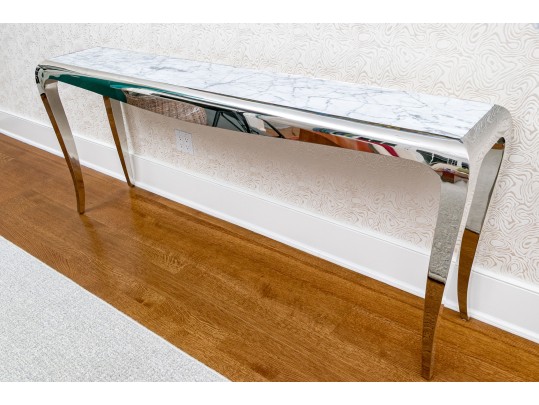 Sleek Marble And Chrome Console Table