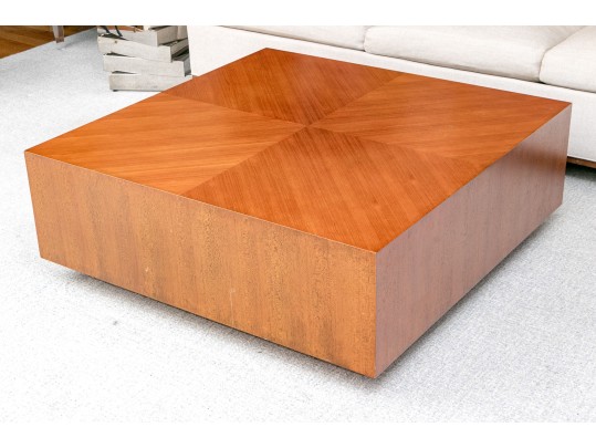 Mitchell Gold + Bob Williams Chrome And Mahogany Cocktail Table With Chrome Centerpiece