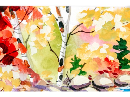 Signed Emil Reese Watercolor, River Landscape, 2001