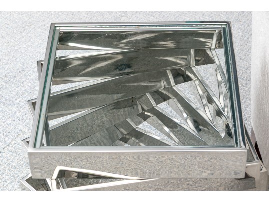 Chic Chrome Spiral Stacked End Table