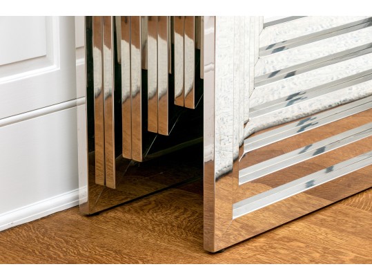 High-Quality Chrome And Glass Top Console Table