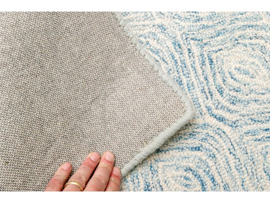 High Quality Contemporary Blue And White Runner Rug, 11'-5