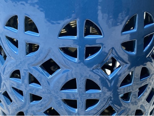 A Chinese Blue Finished Ceramic Pierced Garden Seat