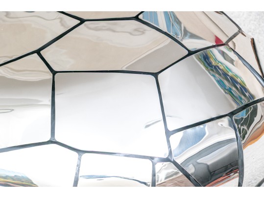 Resin And Stainless Steel Panels Pebble Form Cocktail Table