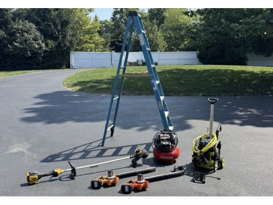 Collection Of Power Tools And A Ladder Incl. Black+Decker, Dewalt, Craftsman