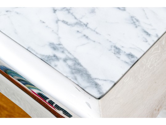 Sleek Marble And Chrome Console Table