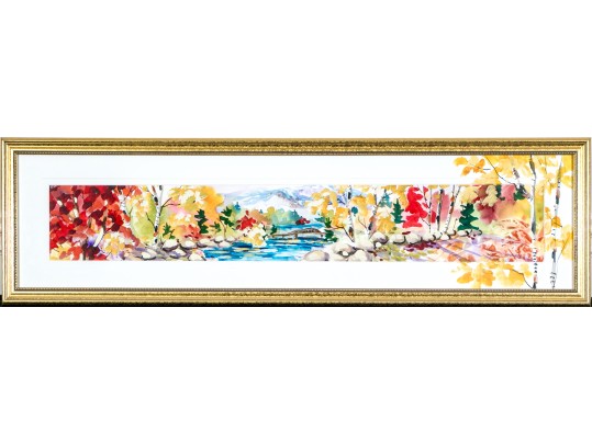 Signed Emil Reese Watercolor, River Landscape, 2001