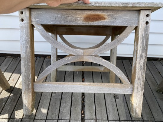 Pair Of Teak Armchairs With Cushions, With Teak Side Table