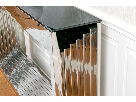 High-Quality Chrome And Glass Top Console Table