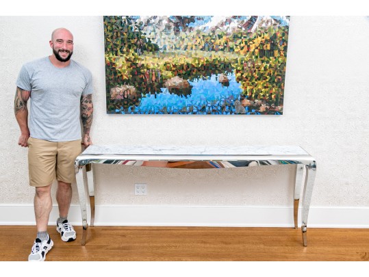 Sleek Marble And Chrome Console Table