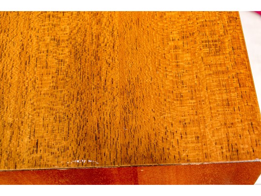 Mitchell Gold + Bob Williams Chrome And Mahogany Cocktail Table With Chrome Centerpiece