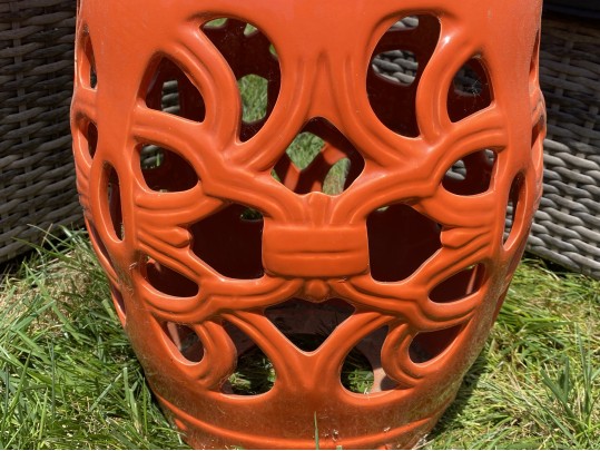 A Chinese Vibrant Orange Finished Ceramic Garden Stool