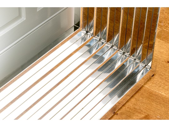 High-Quality Chrome And Glass Top Console Table