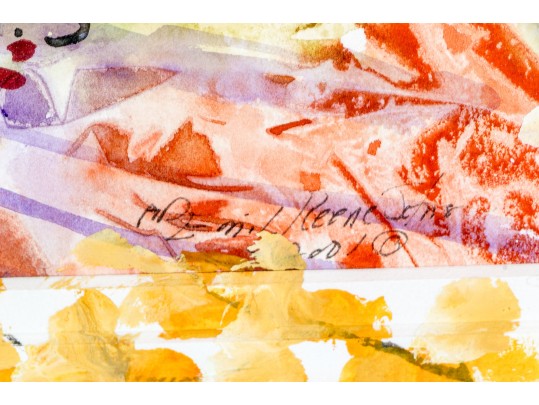 Signed Emil Reese Watercolor, River Landscape, 2001