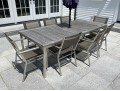 Barlow Tyrie Extension Teak Top Table, With Eight Armchairs And Umbrella