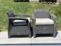 Pair Of Outdoor Resin Woven Armchairs