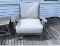 Pair Of Teak Armchairs With Cushions, With Teak Side Table
