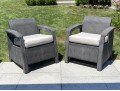Pair Of Outdoor Resin Woven Armchairs