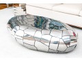 Resin And Stainless Steel Panels Pebble Form Cocktail Table