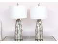 Chic Pair Of Silvered Faux Bois Table Lamps