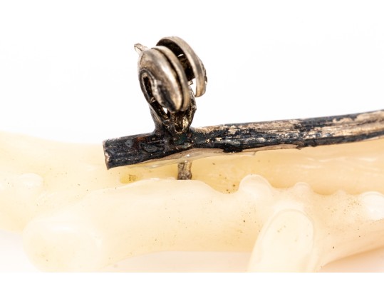 Beautiful White Branch Coral Brooch With 800 Silver Hardware