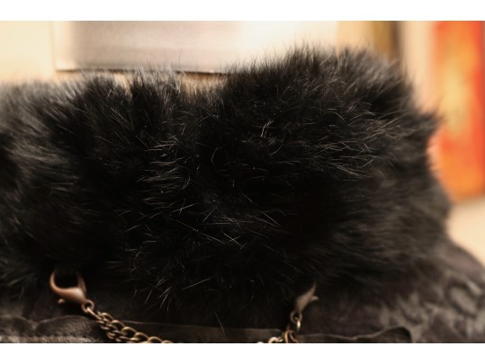 Giorgio Brato Black Fur Vest With Wool Jacquard Interior