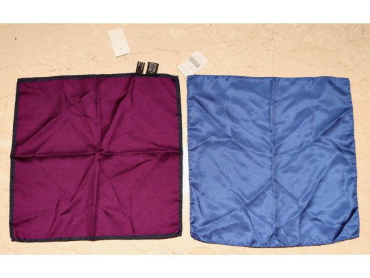 Set Of 2 Blue And Burgundy  Pocket Squares
