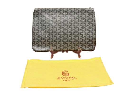 Goyard Goyardine Grey Zip Clutch Bag Senat MM And Dust Bag