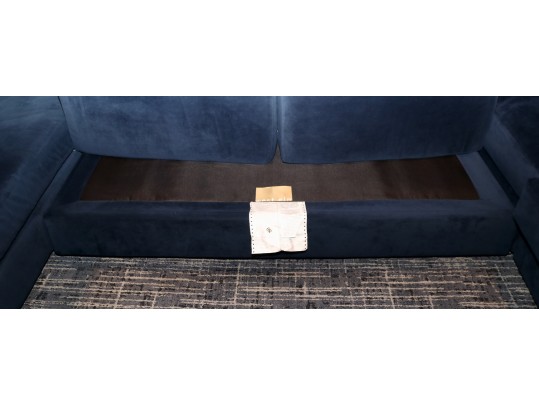 West Elm Luxe Deep Blue Modular 4 Pc Performance Velvet Sectional Sofa 