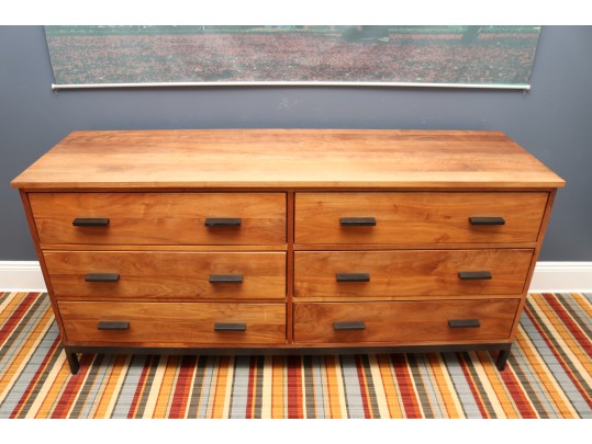 Room & Board  Six-Drawer Dresser In Cherry With Blackened Steel Base