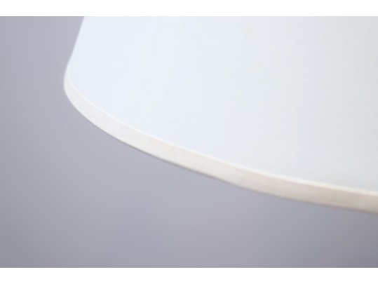 Polished Nickel Column Lamp With White Tapered Shade