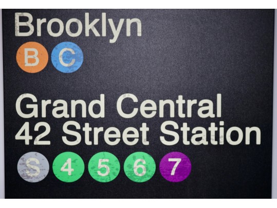 UPDATED: NYC Subway Canvas Print Sign By Erin Clark Mixed Media Wall Art