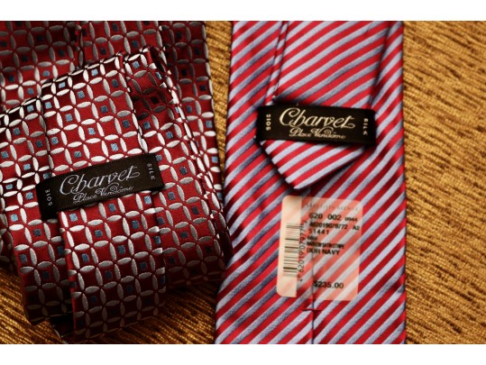 Set Of 2 Charvet, Place Vendôme, Paris Silk Ties