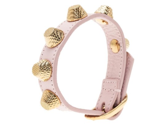Balenciaga Arena Giant Stud Pink Leather With All-Gold Hardware Bracelet