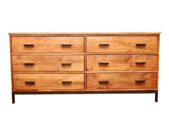 Room & Board  Six-Drawer Dresser In Cherry With Blackened Steel Base