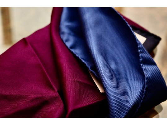 Set Of 2 Blue And Burgundy  Pocket Squares