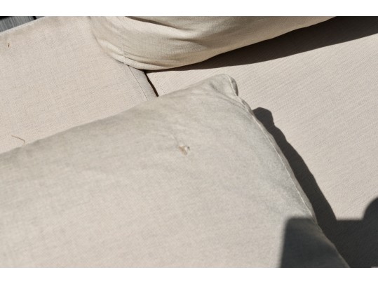 Restoration Hardware Carmel Outdoor Three-Cushion Sofa In Gunmetal And Cushions