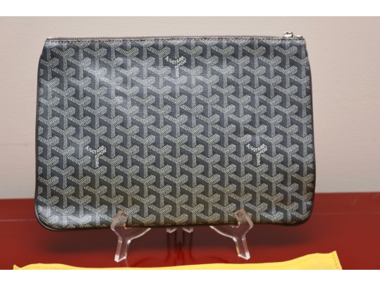 Goyard Goyardine Grey Zip Clutch Bag Senat MM And Dust Bag