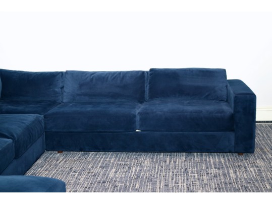 West Elm Luxe Deep Blue Modular 4 Pc Performance Velvet Sectional Sofa 